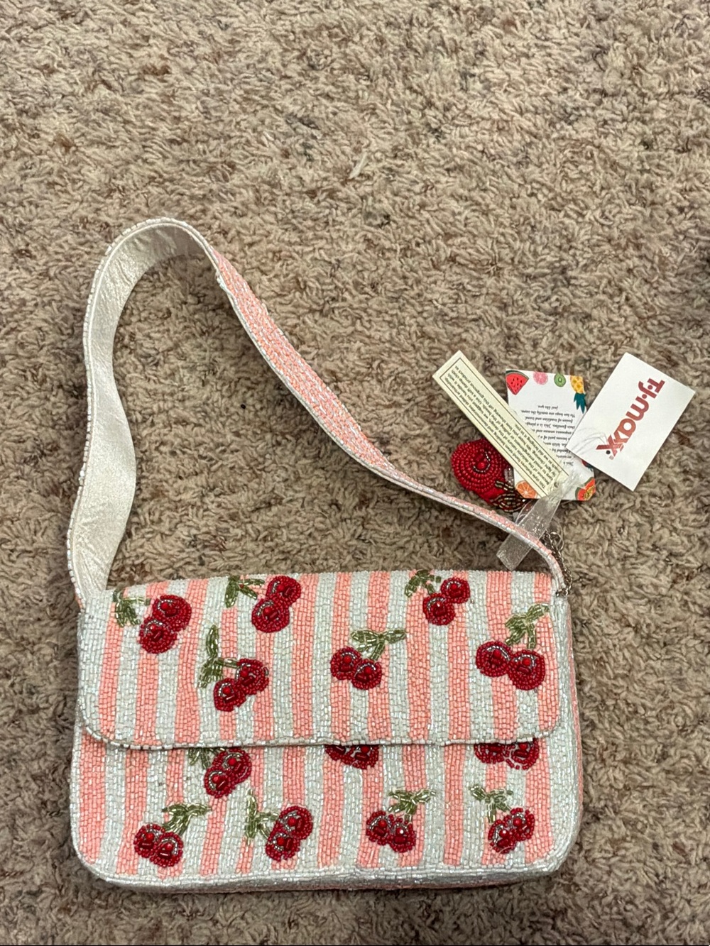Pink Cherry Beaded Purse